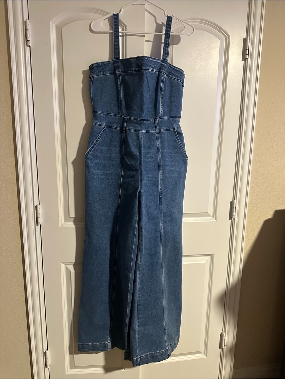 Forever 21 Blue Denim Wide-Leg Jumpsuit
